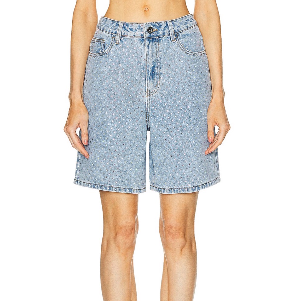 Self-Portrait Light Blue Jean Shorts